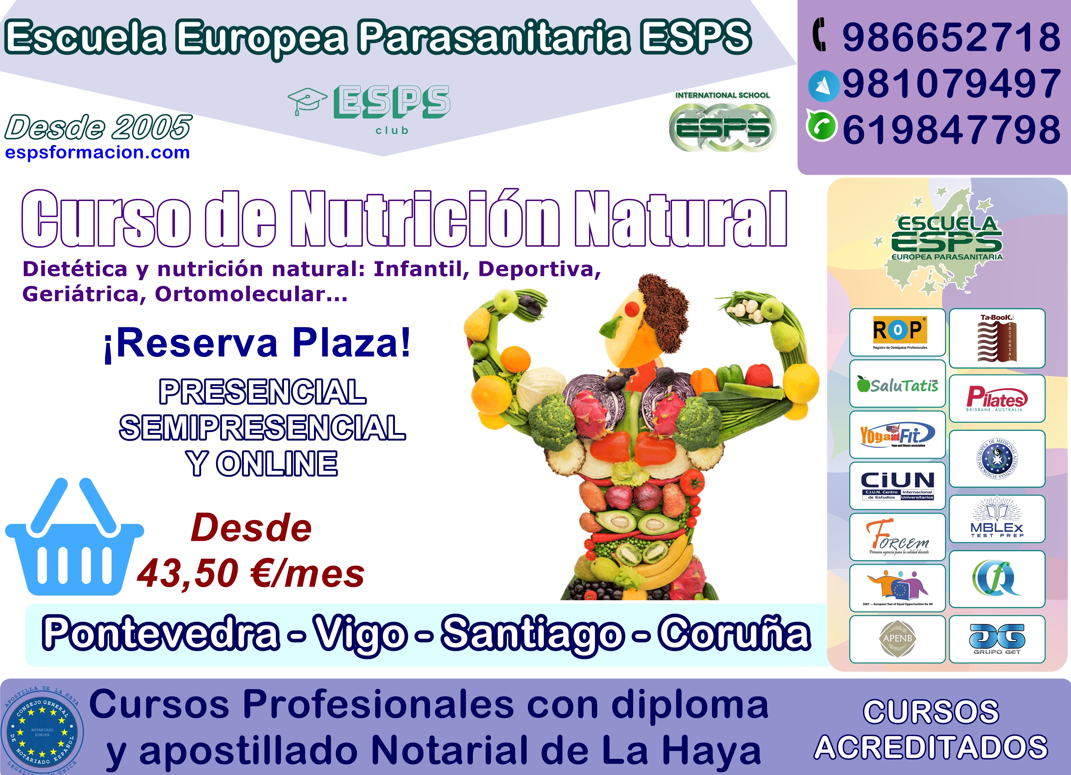 Curso de Dietética y Nutrición Natural Vigo y Santiago