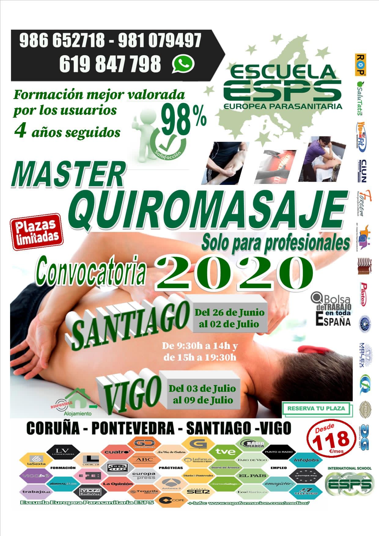 Master intensivo de quiromasaje